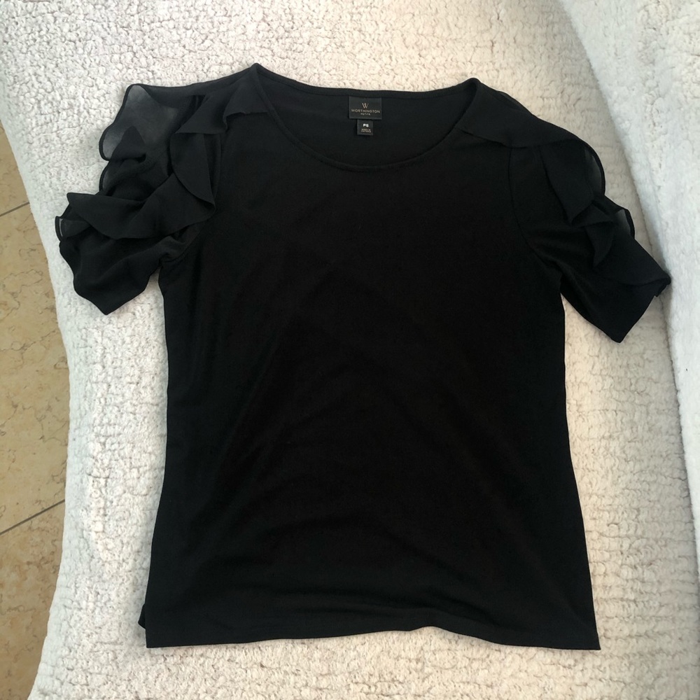 5 for $20! Black ruffle sleeve top